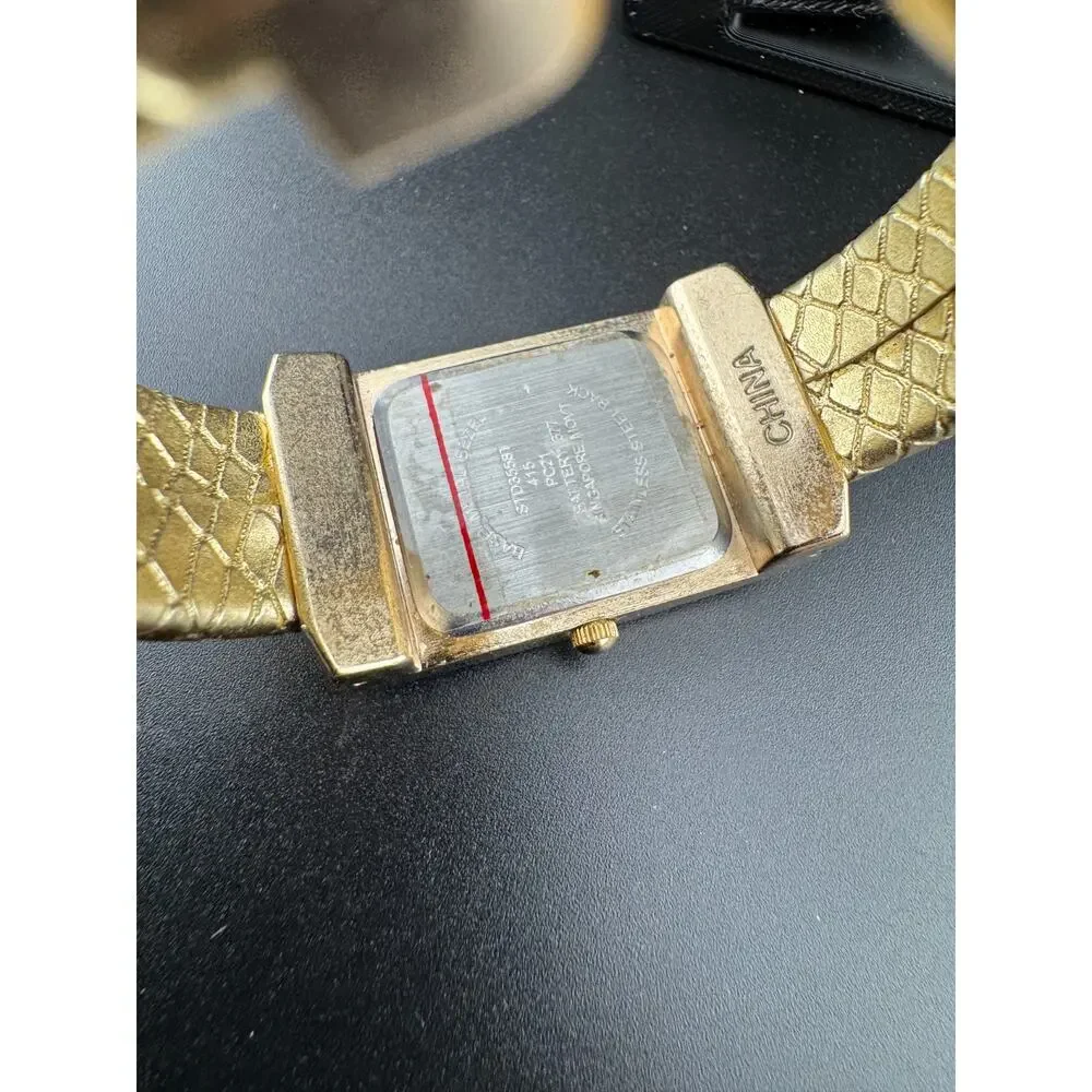 Studio Time Gold-Tone Cuff Watch, Snakeskin Texture